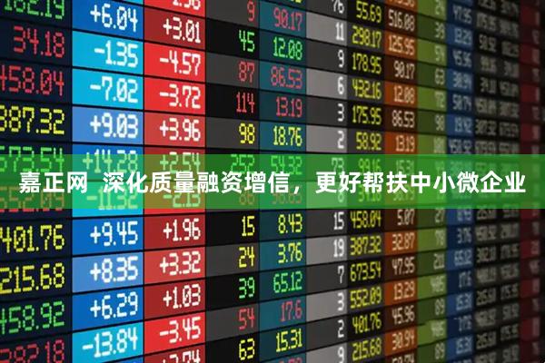 嘉正网  深化质量融资增信，更好帮扶中小微企业
