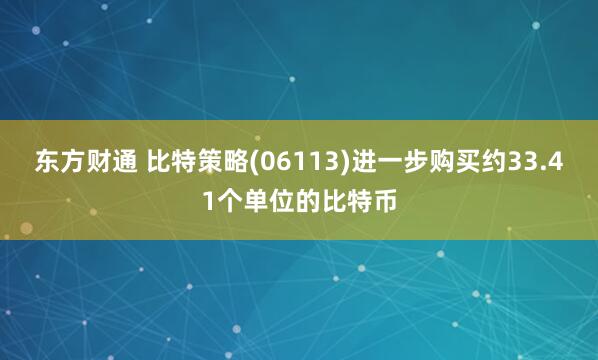 东方财通 比特策略(06113)进一步购买约33.41个单位的比特币